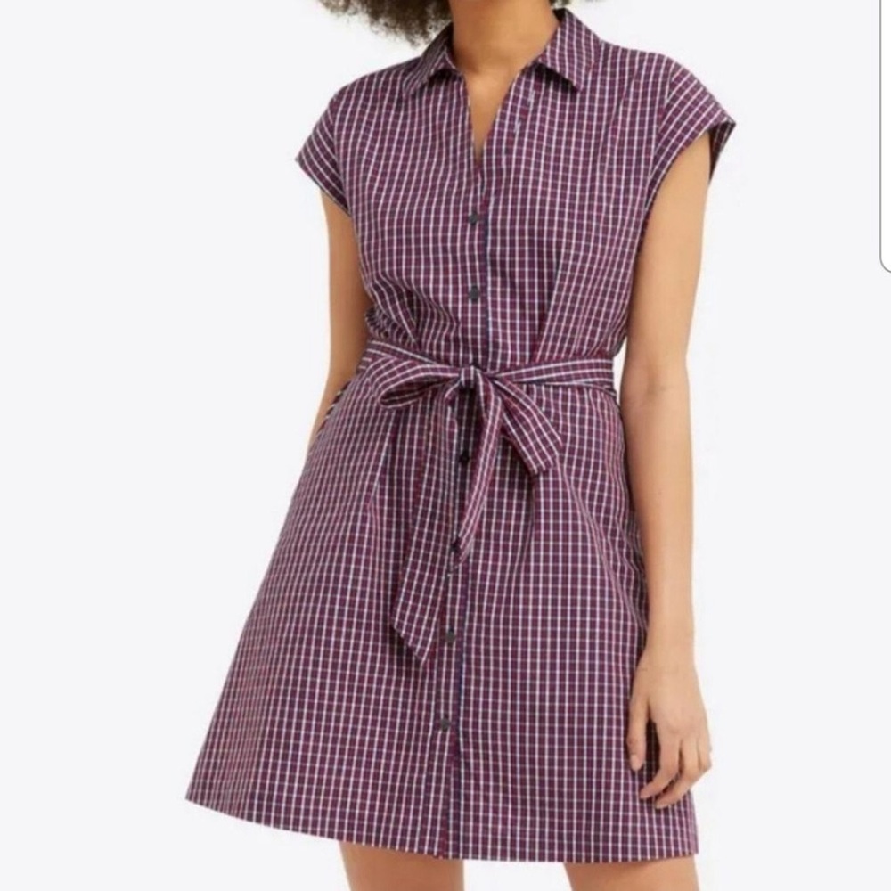 Draper James Trisha Shirt Dress Gingham Mini Red, White, and Blue